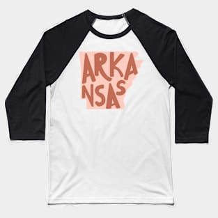 Arkansas Doodle Letters Map Outline-red Baseball T-Shirt